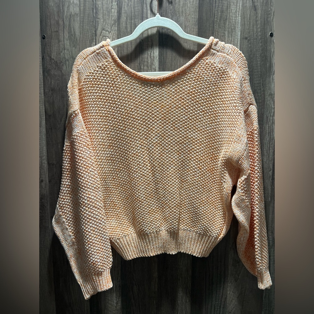 Anthropologie Off-the-Shoulder Peach Orange Knit Sweater NWT Size Womens small - Picture 4 of 6